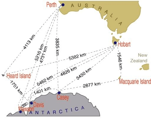 Route Australia  - Antarctica
